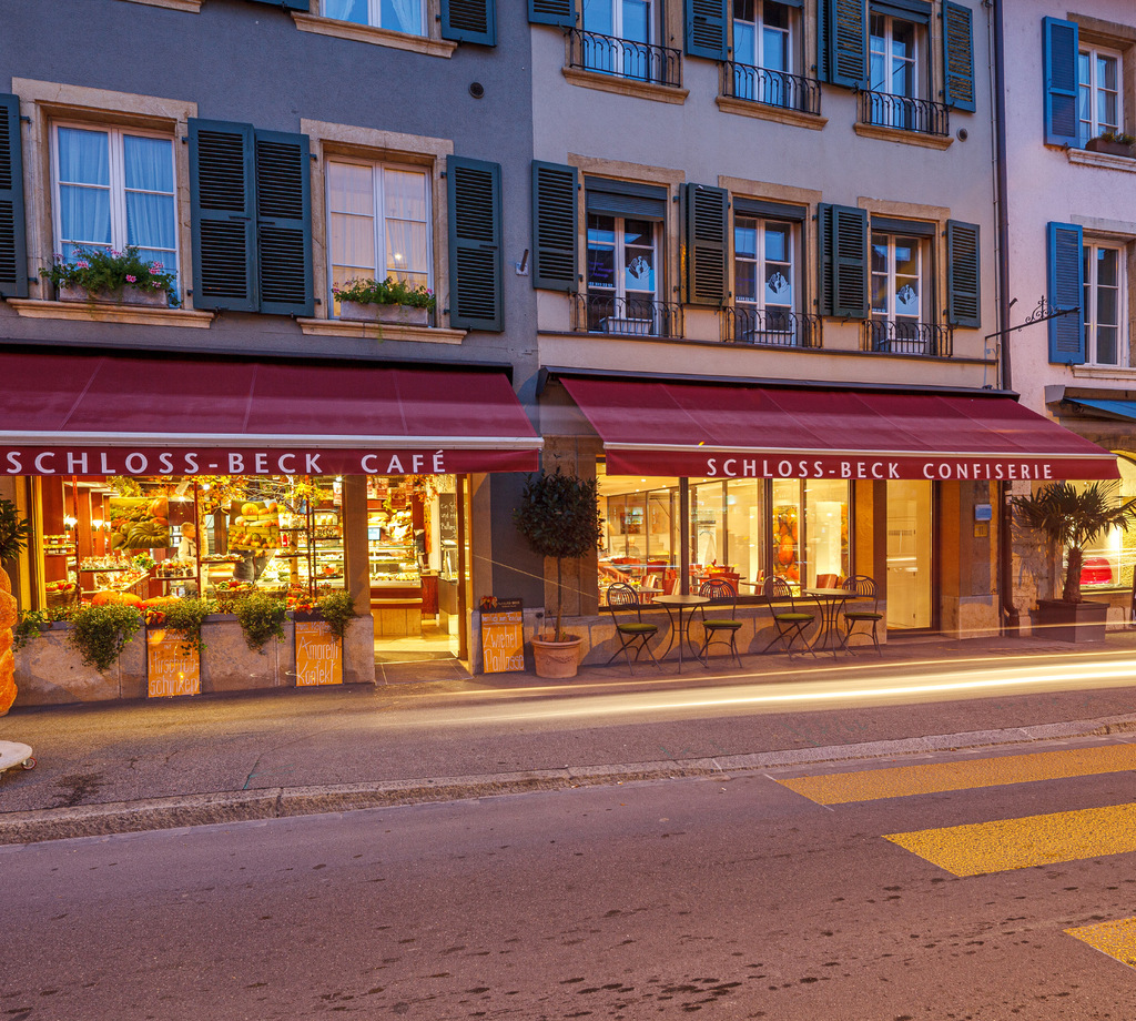 Schloss-Beck Nidau – historische Gebäude Fassade der denkmalgeschützten Gebäude von Schloss-Beck in Nidau
